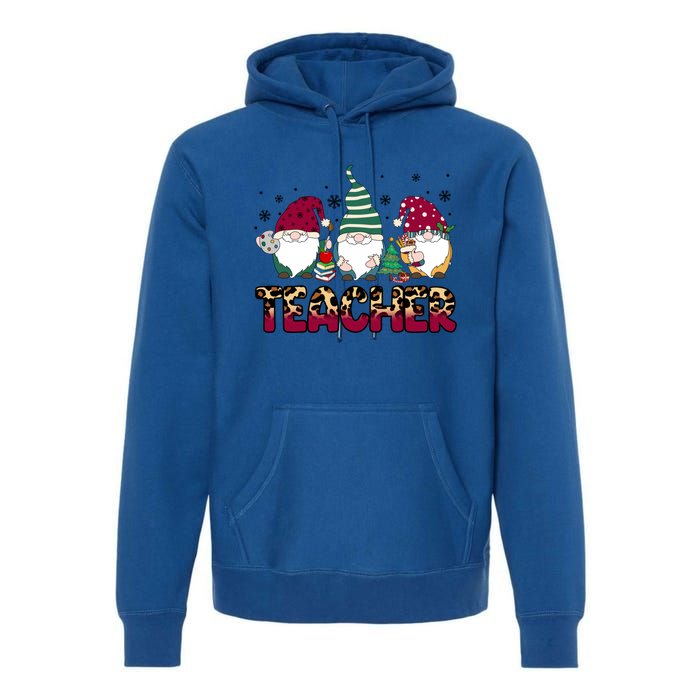 Teacher Leopard Merry Christmas Teacher Gnomes Xmeaningful Giftmas Great Gift Premium Hoodie