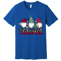 Teacher Leopard Merry Christmas Teacher Gnomes Xmeaningful Giftmas Great Gift Premium T-Shirt