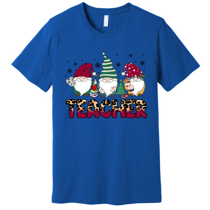 Teacher Leopard Merry Christmas Teacher Gnomes Xmeaningful Giftmas Great Gift Premium T-Shirt