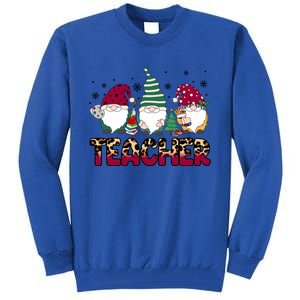 Teacher Leopard Merry Christmas Teacher Gnomes Xmeaningful Giftmas Great Gift Tall Sweatshirt