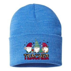 Teacher Leopard Merry Christmas Teacher Gnomes Xmeaningful Giftmas Great Gift Sustainable Knit Beanie