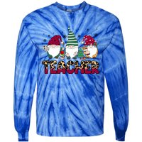 Teacher Leopard Merry Christmas Teacher Gnomes Xmeaningful Giftmas Great Gift Tie-Dye Long Sleeve Shirt