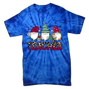 Teacher Leopard Merry Christmas Teacher Gnomes Xmeaningful Giftmas Great Gift Tie-Dye T-Shirt