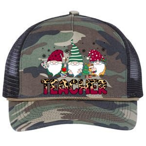 Teacher Leopard Merry Christmas Teacher Gnomes Xmeaningful Giftmas Great Gift Retro Rope Trucker Hat Cap