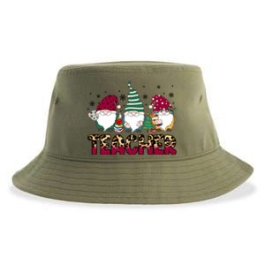 Teacher Leopard Merry Christmas Teacher Gnomes Xmeaningful Giftmas Great Gift Sustainable Bucket Hat