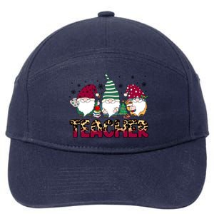 Teacher Leopard Merry Christmas Teacher Gnomes Xmeaningful Giftmas Great Gift 7-Panel Snapback Hat