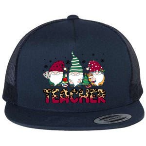 Teacher Leopard Merry Christmas Teacher Gnomes Xmeaningful Giftmas Great Gift Flat Bill Trucker Hat