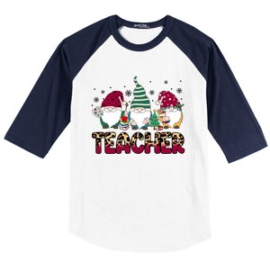 Teacher Leopard Merry Christmas Teacher Gnomes Xmeaningful Giftmas Great Gift Baseball Sleeve Shirt