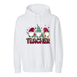 Teacher Leopard Merry Christmas Teacher Gnomes Xmeaningful Giftmas Great Gift Garment-Dyed Fleece Hoodie