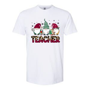 Teacher Leopard Merry Christmas Teacher Gnomes Xmeaningful Giftmas Great Gift Softstyle CVC T-Shirt