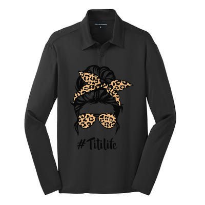 Titi Life Messy Bun Hair Bandana Leopard Print Mother's Day Silk Touch Performance Long Sleeve Polo