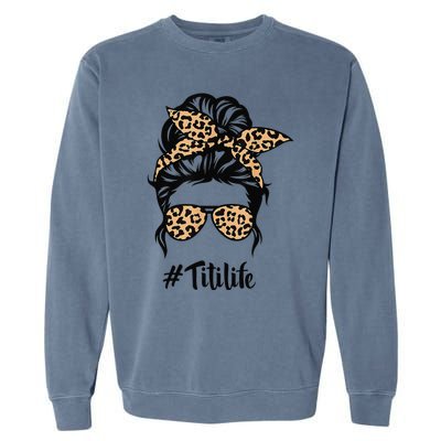 Titi Life Messy Bun Hair Bandana Leopard Print Mother's Day Garment-Dyed Sweatshirt