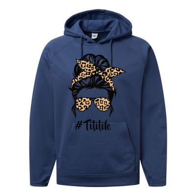 Titi Life Messy Bun Hair Bandana Leopard Print Mother's Day Performance Fleece Hoodie