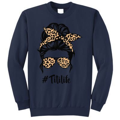 Titi Life Messy Bun Hair Bandana Leopard Print Mother's Day Sweatshirt