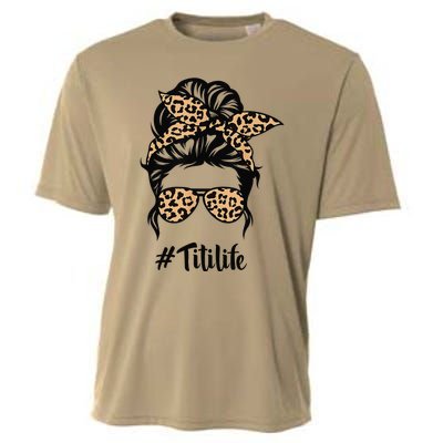 Titi Life Messy Bun Hair Bandana Leopard Print Mother's Day Cooling Performance Crew T-Shirt