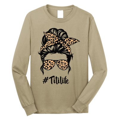 Titi Life Messy Bun Hair Bandana Leopard Print Mother's Day Long Sleeve Shirt