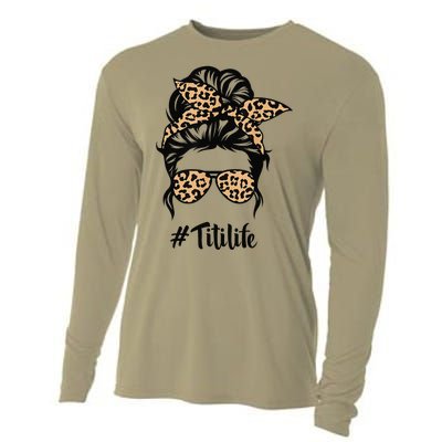 Titi Life Messy Bun Hair Bandana Leopard Print Mother's Day Cooling Performance Long Sleeve Crew