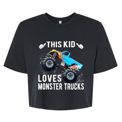 This Loves Monster Trucks Boys And Girls Gift Bella+Canvas Jersey Crop Tee