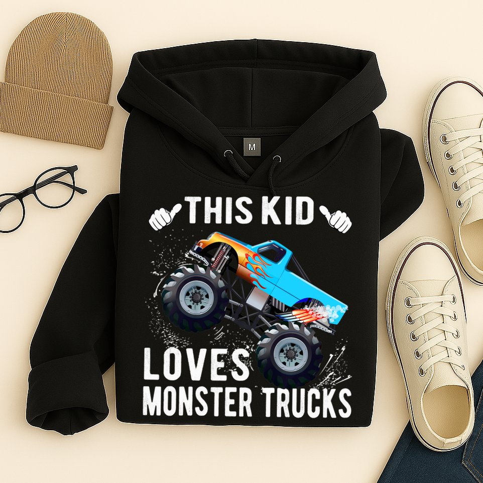 This Loves Monster Trucks Boys And Girls Gift Hoodie
