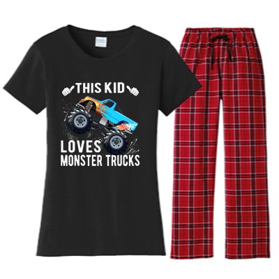 This Loves Monster Trucks Boys And Girls Gift Women's Flannel Pajama Set