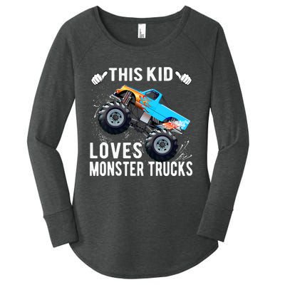 This Loves Monster Trucks Boys And Girls Gift Women's Perfect Tri Tunic Long Sleeve Shirt