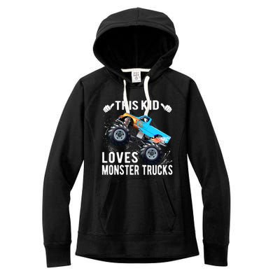 This Loves Monster Trucks Boys And Girls Gift Women's Fleece Hoodie