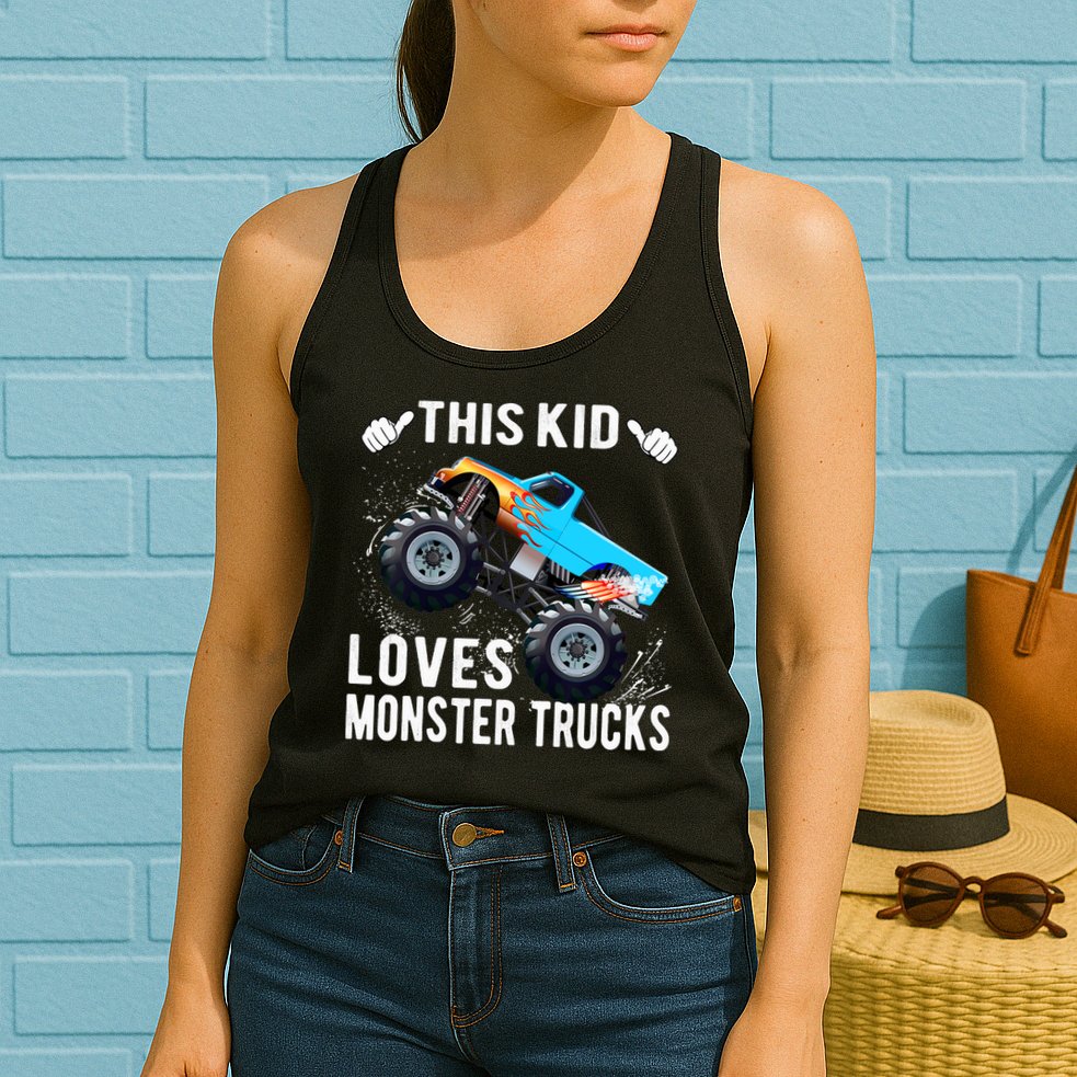 This Loves Monster Trucks Boys And Girls Gift Womens Tank Top