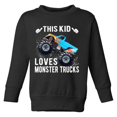 This Loves Monster Trucks Boys And Girls Gift Toddler Sweatshirt