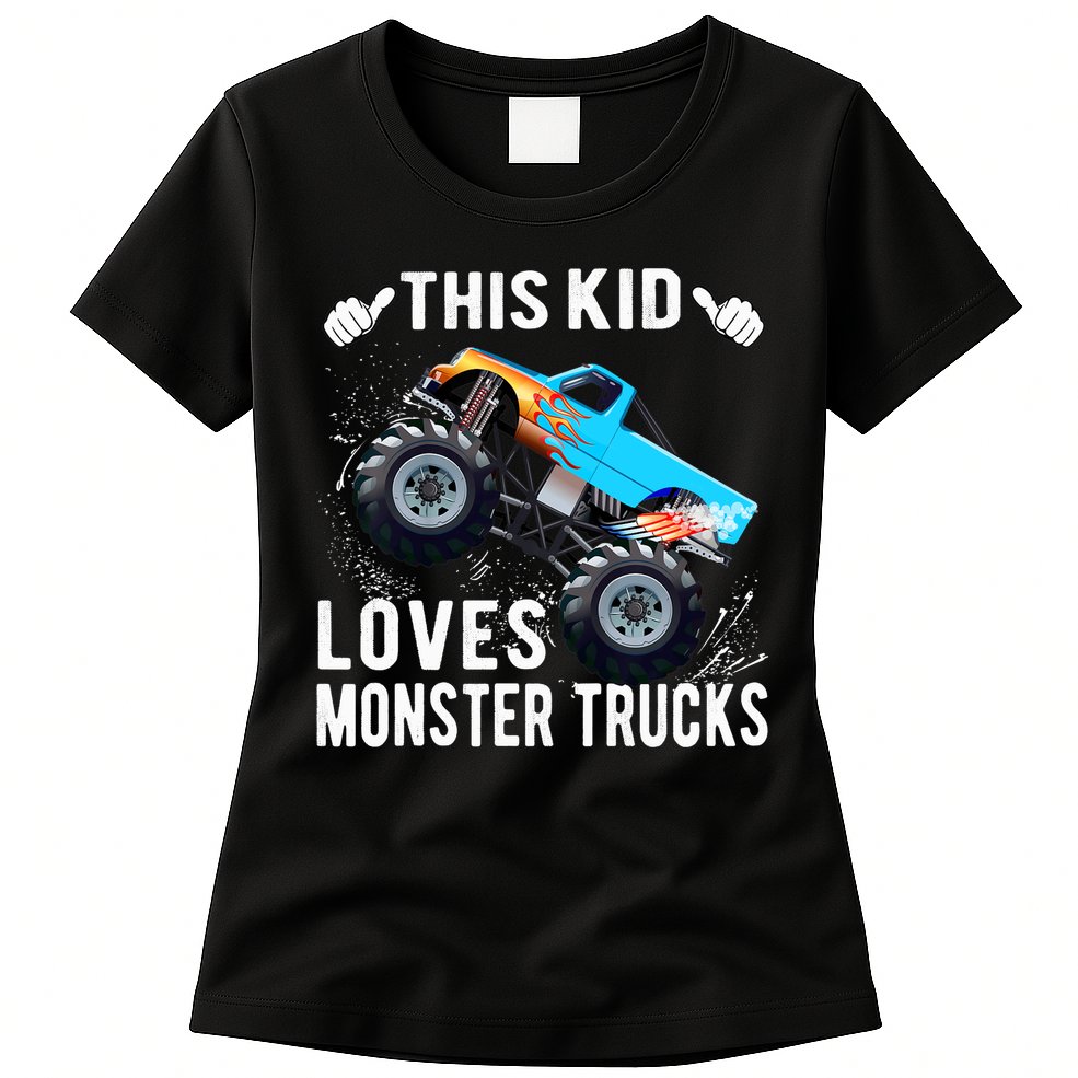 This Loves Monster Trucks Boys And Girls Gift Womens T-Shirt