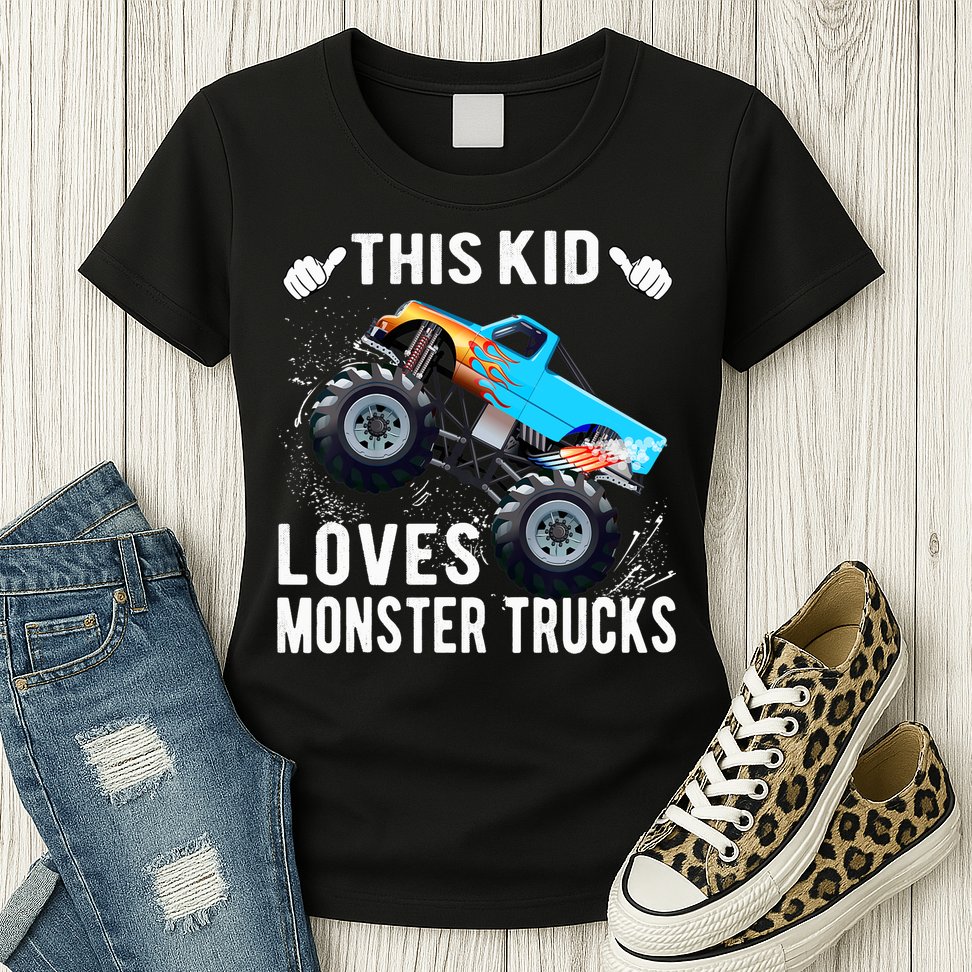 This Loves Monster Trucks Boys And Girls Gift Womens T-Shirt