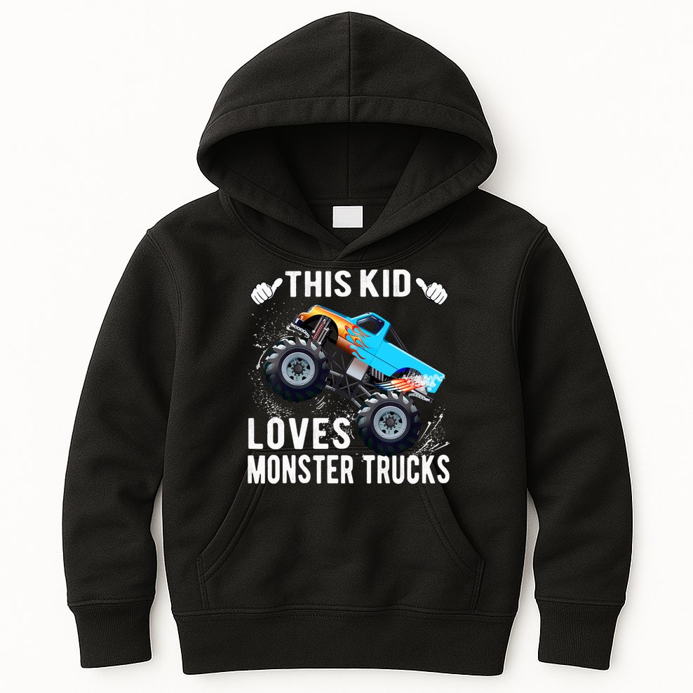 This Loves Monster Trucks Boys And Girls Gift Kids Hoodie