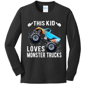 This Loves Monster Trucks Boys And Girls Gift Kids Long Sleeve Shirt