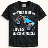 This Loves Monster Trucks Boys And Girls Gift Kids Tie-Dye T-Shirt