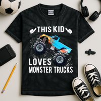 This Loves Monster Trucks Boys And Girls Gift Kids Tie-Dye T-Shirt