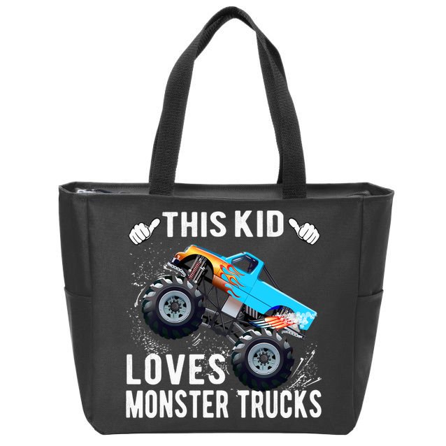 This Loves Monster Trucks Boys And Girls Gift Zip Tote Bag