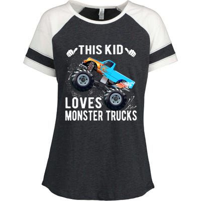 This Loves Monster Trucks Boys And Girls Gift Enza Ladies Jersey Colorblock Tee