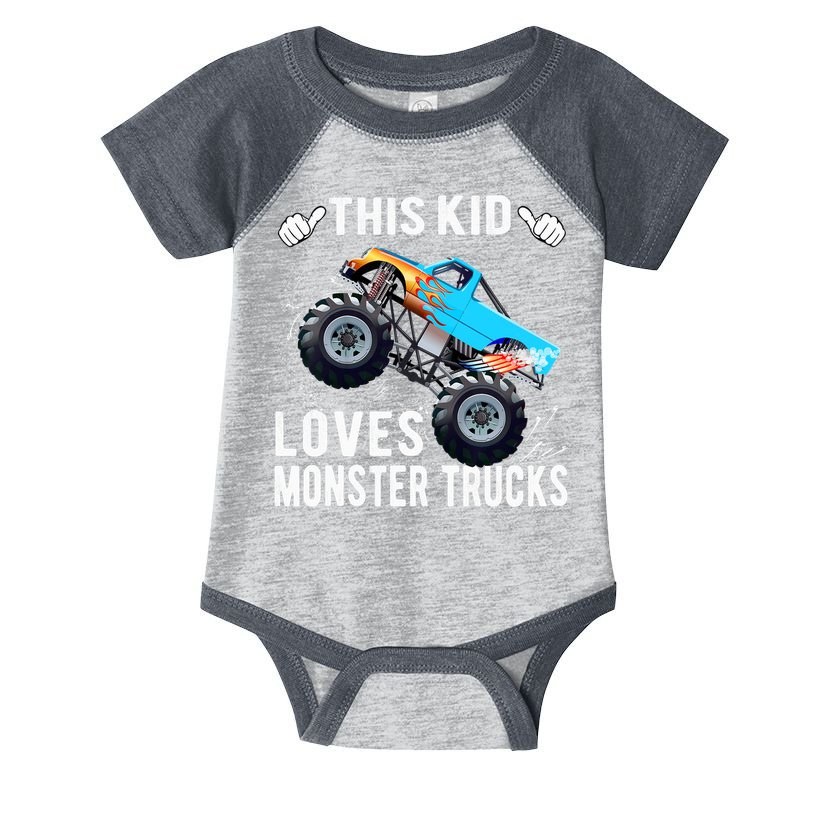 This Loves Monster Trucks Boys And Girls Gift Infant Baby Jersey Bodysuit