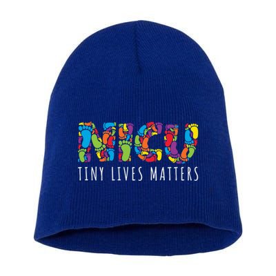 Tiny Lives Matters My Nicu Hero Prematurity Awareness Great Gift Short Acrylic Beanie