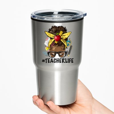 Teacher Life Messy Bun Afro Teacher African American Educate Tumbler