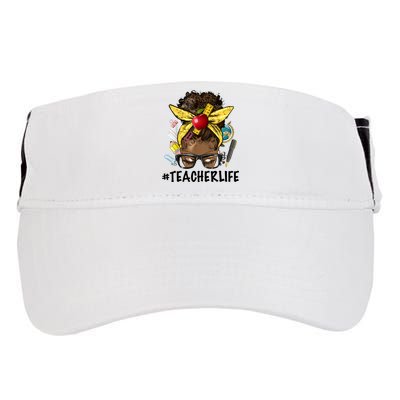 Teacher Life Messy Bun Afro Teacher African American Educate Adult Drive Performance Visor