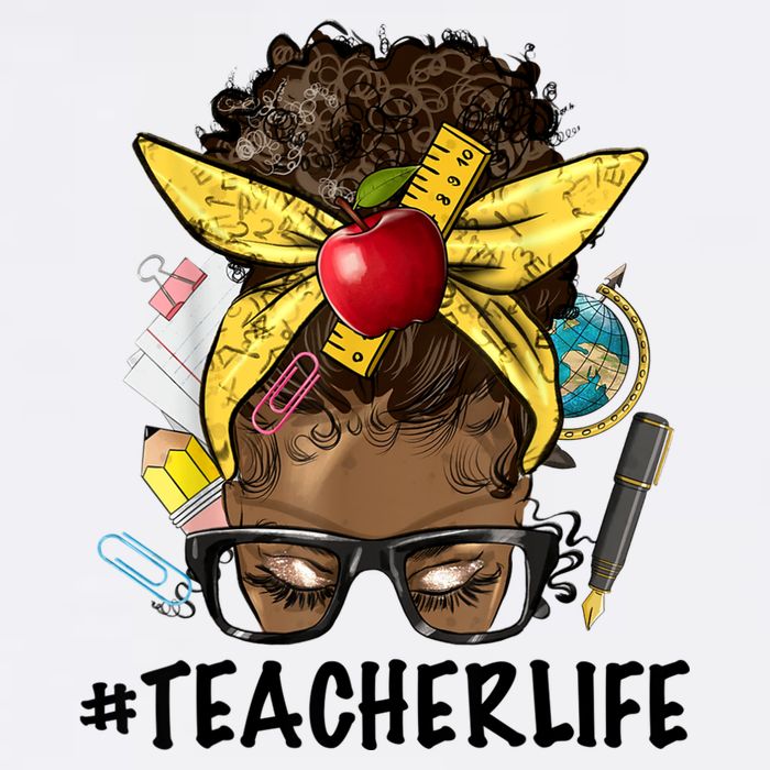 Teacher Life Messy Bun Afro Teacher African American Educate Baby Bodysuit