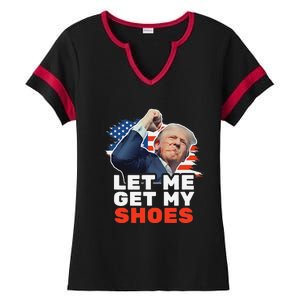 Trump Let Me Get My Shoes Fist Bump Ladies Halftime Notch Neck Tee