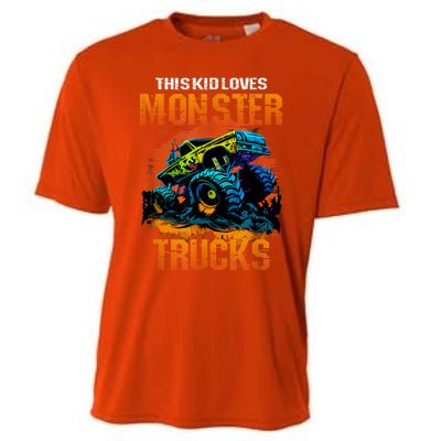 This Loves Monster Trucks Monster Truck Cooling Performance Crew T-Shirt