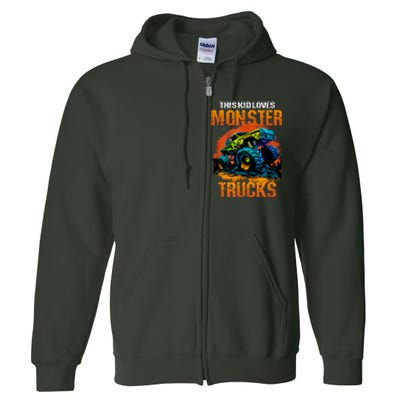 This Loves Monster Trucks Monster Truck Full Zip Hoodie