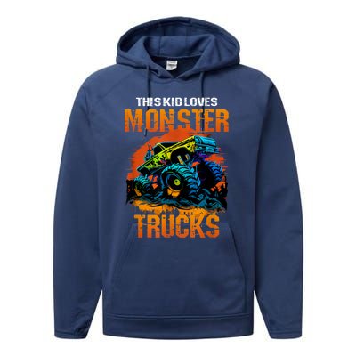 This Loves Monster Trucks Monster Truck Performance Fleece Hoodie