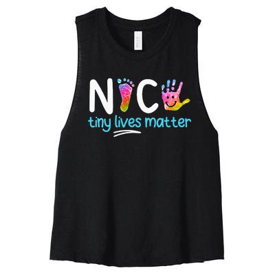 Tiny Lives Matter NICU Nursing Neonatal Nurses Women's Racerback Cropped Tank