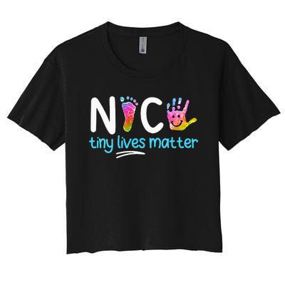 Tiny Lives Matter NICU Nursing Neonatal Nurses Women's Crop Top Tee