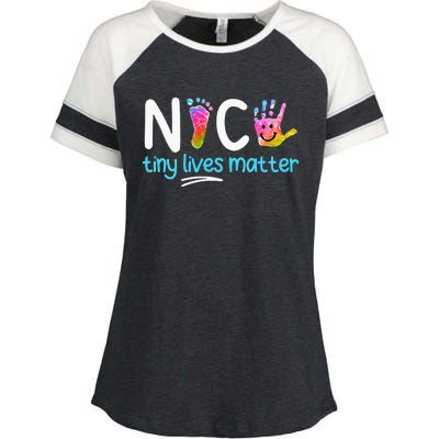 Tiny Lives Matter NICU Nursing Neonatal Nurses Enza Ladies Jersey Colorblock Tee