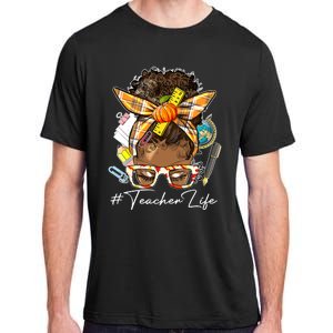 Teacher Life Messy Bun Afro Teacher American Thanksgiving Adult ChromaSoft Performance T-Shirt