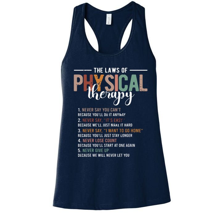 The Laws Of Physical Therapy Physical Therapist Women's Racerback Tank